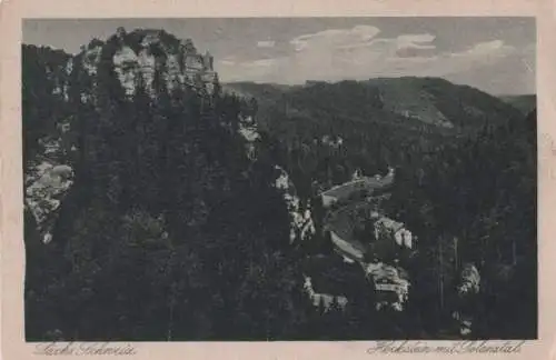 Sächsische Schweiz - Hockstein mit Polanztal - ca. 1950