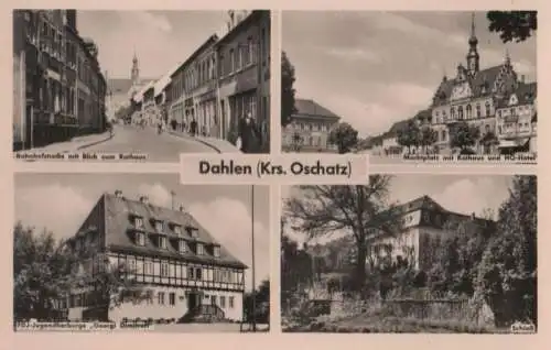 Dahlen - u.a. Marktplatz mit Rathaus und Hotel - 1961