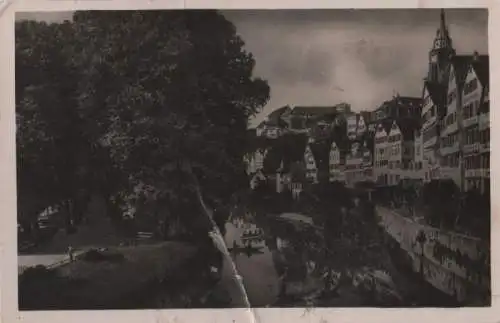 Tübingen - Platanenallee mit Neckar - ca. 1955