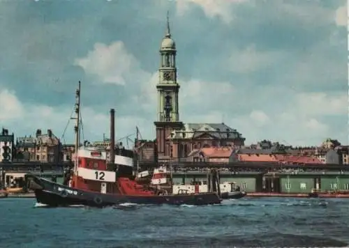 Hamburg - Hafen und Michaeliskirche - 1963