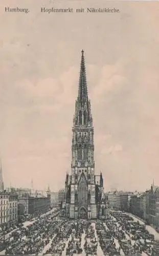 Hamburg - Hopfenmarkt mit Nikolaikirche - ca. 1935