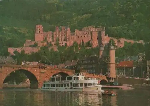 Heidelberg - Alte Brücke und Salonschiff - 1977