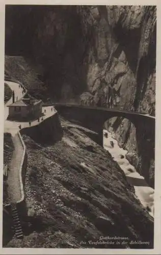 Schweiz - Schweiz - Gotthardpass - Teufelsbrücke in Schöllenen - ca. 1950