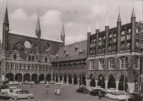 Lübeck - Marktplatz mit Rathaus - ca. 1960