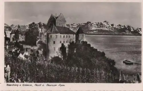 Meersburg - Schloß und Schweizer Alpen - ca. 1960