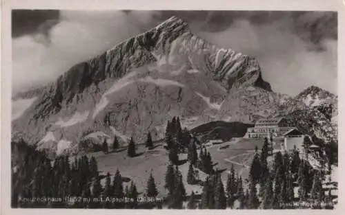 Kreuzeck (Wetterstein) - Kreuzeckhaus mit Alpspitze - ca. 1960