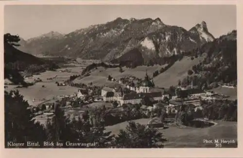 Kloster Ettal - Blick ins Graswangtal - ca. 1955