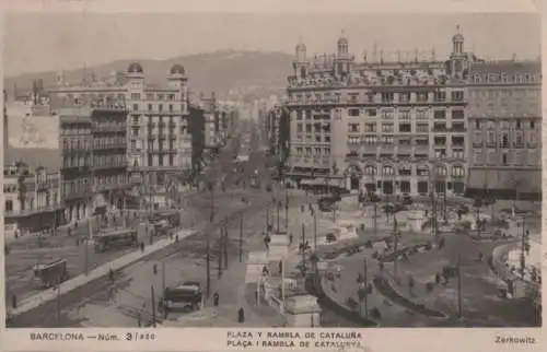 Spanien - Spanien - Barcelona - Plaza y Rambla de Cataluna - 1930