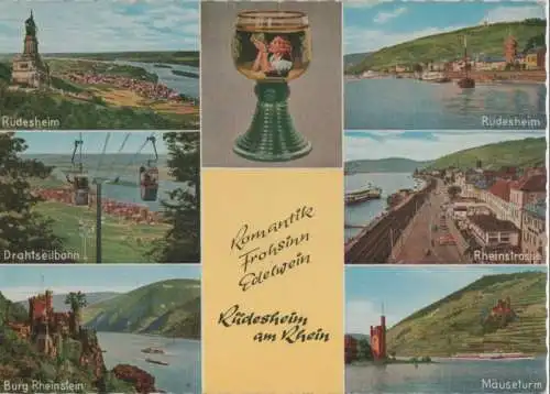 Rüdesheim - u.a. Ansicht vom Rhein - ca. 1970