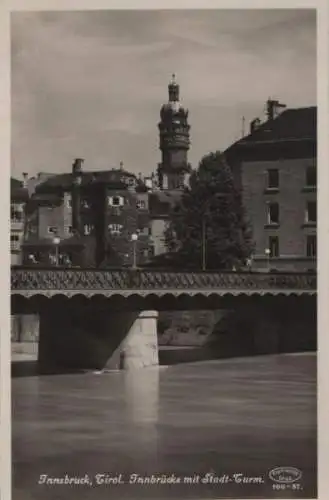 Österreich - Österreich - Innsbruck - Innbrücke mit Stadt-Turm - ca. 1950