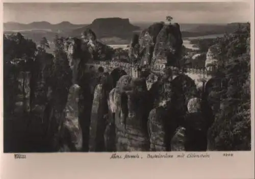 Sächsische Schweiz - Basteibrücke mit Lilienstein - ca. 1955