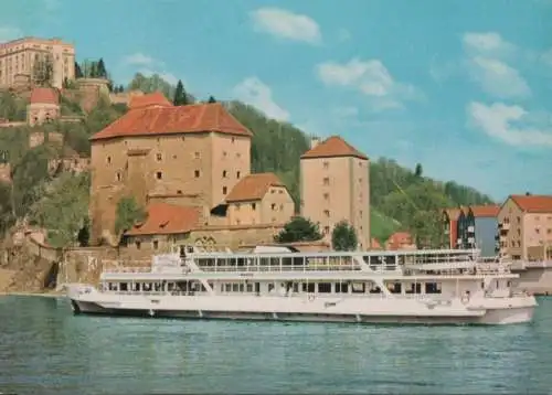 Passau - Donau mit Feste Oberhaus - ca. 1975