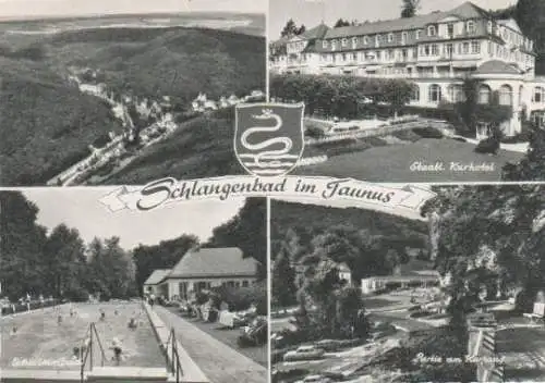 Schlangenbad - Staatl. Kurhotel, Partie am Kurhaus, Schwimmbad - 1962