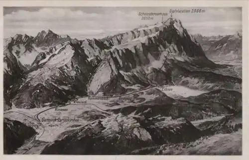 Zugspitze - Reliefbild des Massives - ca. 1960