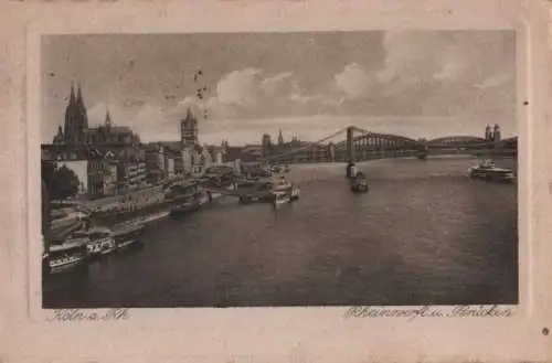 Köln - Rheinwerft und Brücken - ca. 1950