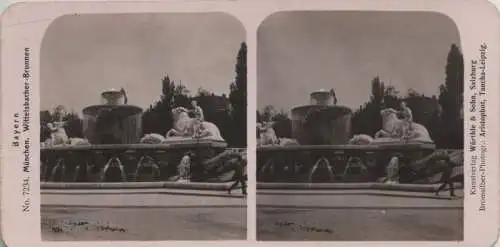 München - Wittelsbacher Brunnen [keine Ak, sondern Stereobild]