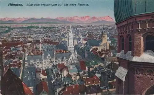 München - Blick vom Frauenturm auf das neue Rathaus - ca. 1920