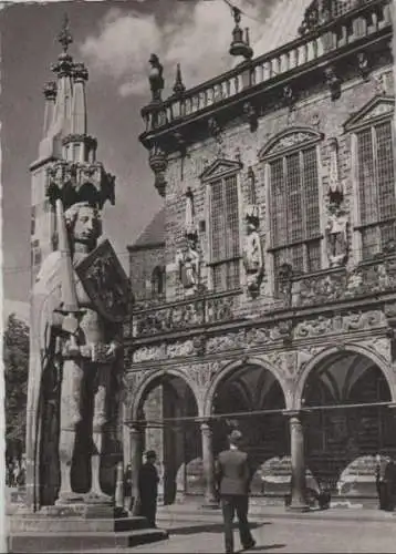 Bremen - Roland mit Rathaus - ca. 1955