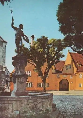 Augsburg, Bayern - Neptunbrunnen, Eingang Fuggerei - 1966