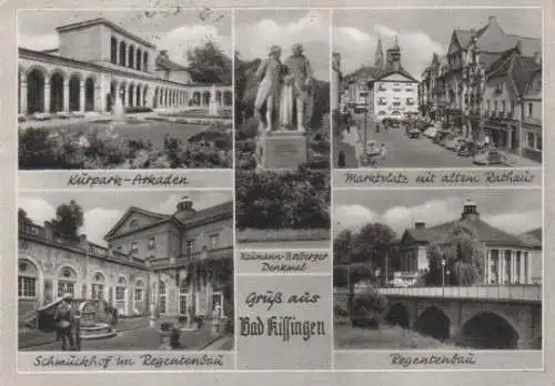 Bad Kissingen - Kurpark-Arkaden, Schmuckhof im Regentenbau, Neumann-Boxberger Denkmal, Marktplatz mit altem Rathaus,