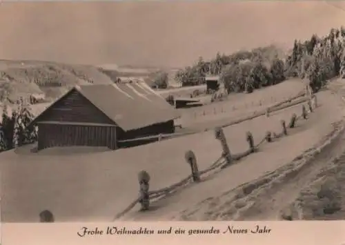 Weihnachtsgrüße mit Schneebild - 1964