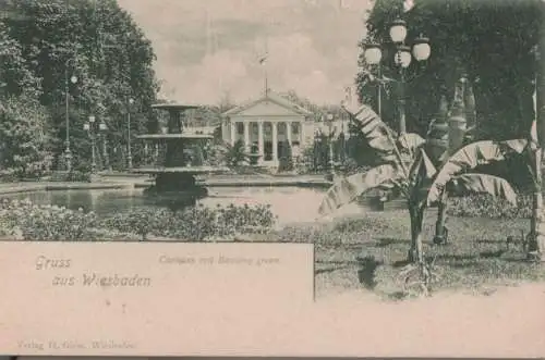 Wiesbaden - Curhaus mit Bowling green - ca. 1935