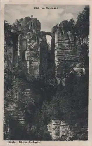 Sächsische Schweiz - Bastei, Blick vom Wehlgrund - ca. 1950