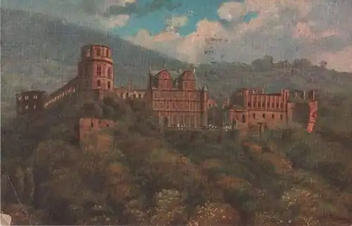 Heidelberg - Schloss von der Hirschgasse gesehen