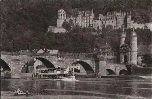 Heidelberg - Alte Neckarbrücke und Schloss - ca. 1960