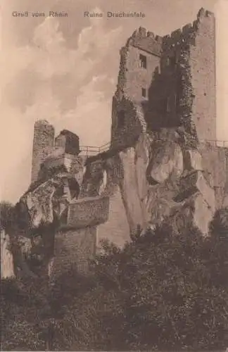 Königswinter - Gruß vom Rhein - Ruine Drachenfels - ca. 1935