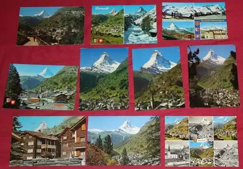 10 Ansichtskarten Zermatt und Matterhorn (Postkarten, Paket, Konvolut, Lot)