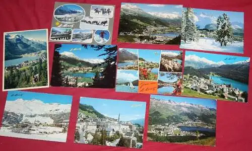 10 Ansichtskarten St. Moritz (Postkarten, Paket, Konvolut, Lot)