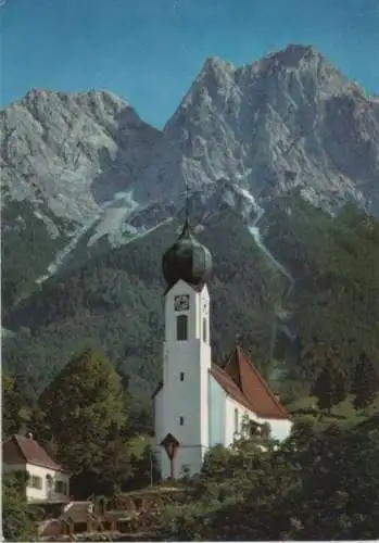 Grainau - Dorfkirche mit Waxensteinen - ca. 1975