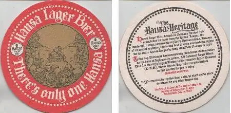 Bierdeckel rund - Hansa Lager - englisch - Nadelloch