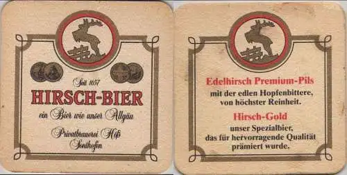 Bierdeckel quadratisch - Hirsch-Bier