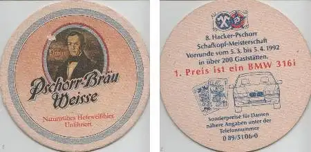 Bierdeckel rund - Hacker-Pschorr - 1992 - Schafkopf