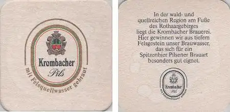 Bierdeckel quadratisch - Krombacher - Rothaargebirge