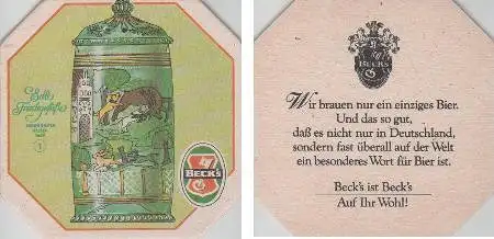 Bierdeckel 8-eckig - Becks - hessischer Jagdhumpen