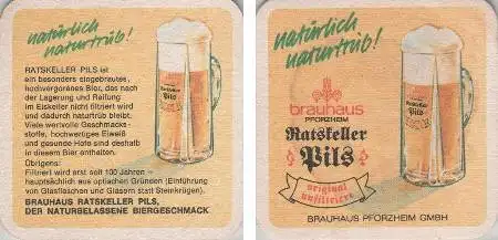 Bierdeckel quadratisch - Brauhaus Pforzheim - natürlich