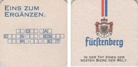 Bierdeckel quadratisch - Fürstenberg - eins zum Ergänzen