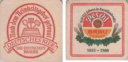 Bierdeckel quadratisch - Peschl Passau - Deutscher Brauer