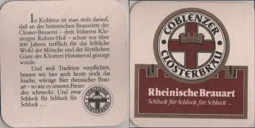 Bierdeckel quadratisch - Coblenzer Closterbräu