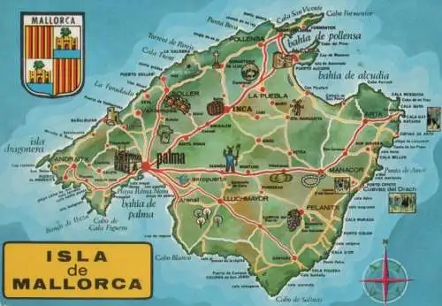 Spanien - Spanien - Mallorca - Übersichtskarte - ca. 1980