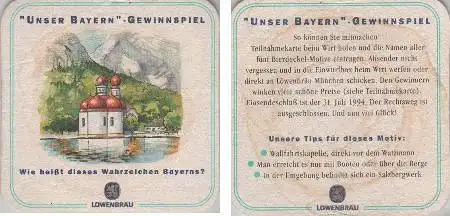 Bierdeckel quadratisch - Löwenbräu - Bartholomä