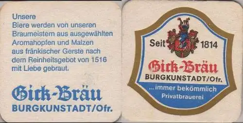 Bierdeckel quadratisch - Gick, Burgkunstadt