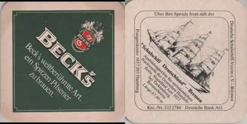 Bierdeckel quadratisch - Becks