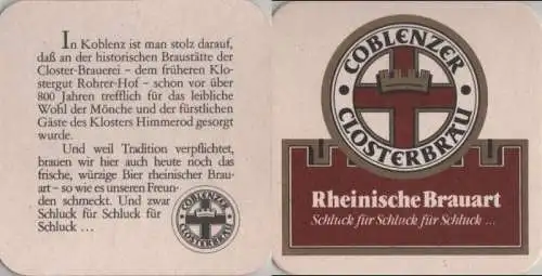 Bierdeckel quadratisch - Coblenzer Closterbräu