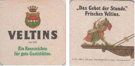 Bierdeckel quadratisch - Veltins - Gebot der Stunde