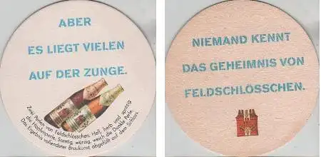 Bierdeckel rund - Feldschlößchen liegt vielen auf der Zunge