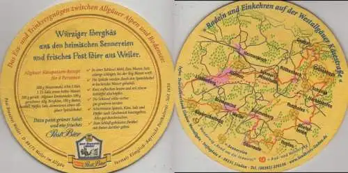 Bierdeckel rund - Post-Brauerei, Weiler